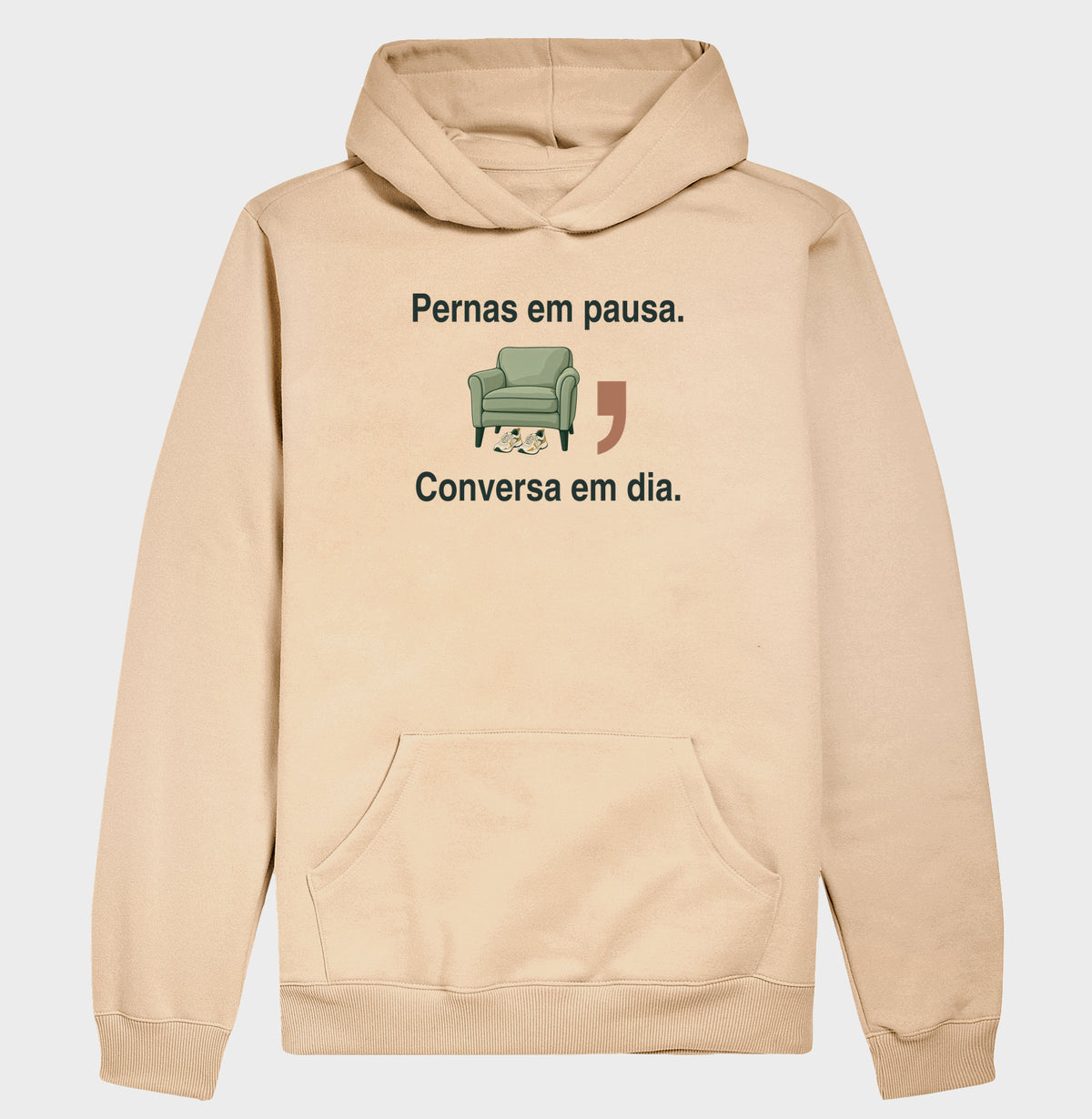 Moletom com Capuz - Pernas em Pausa, Bege