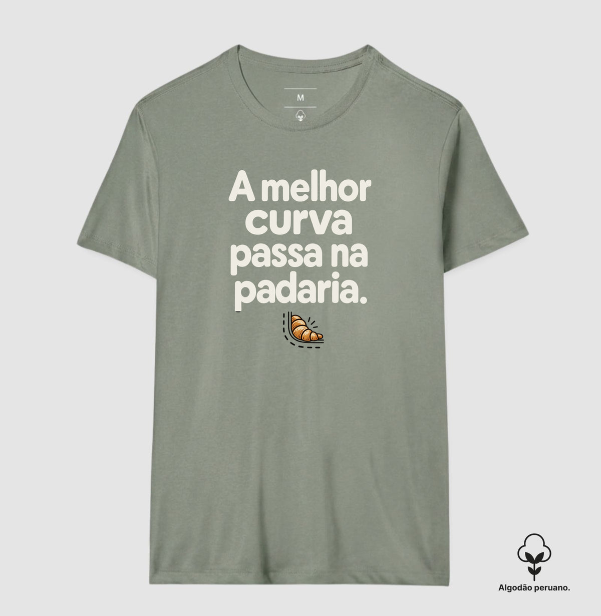Camiseta Algodão Peruano - Curva da Padaria, Masculino, Verde Oliva