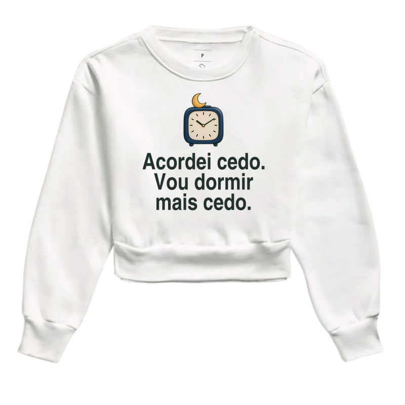Moletom Cropped - Sono Adiantado, Branca