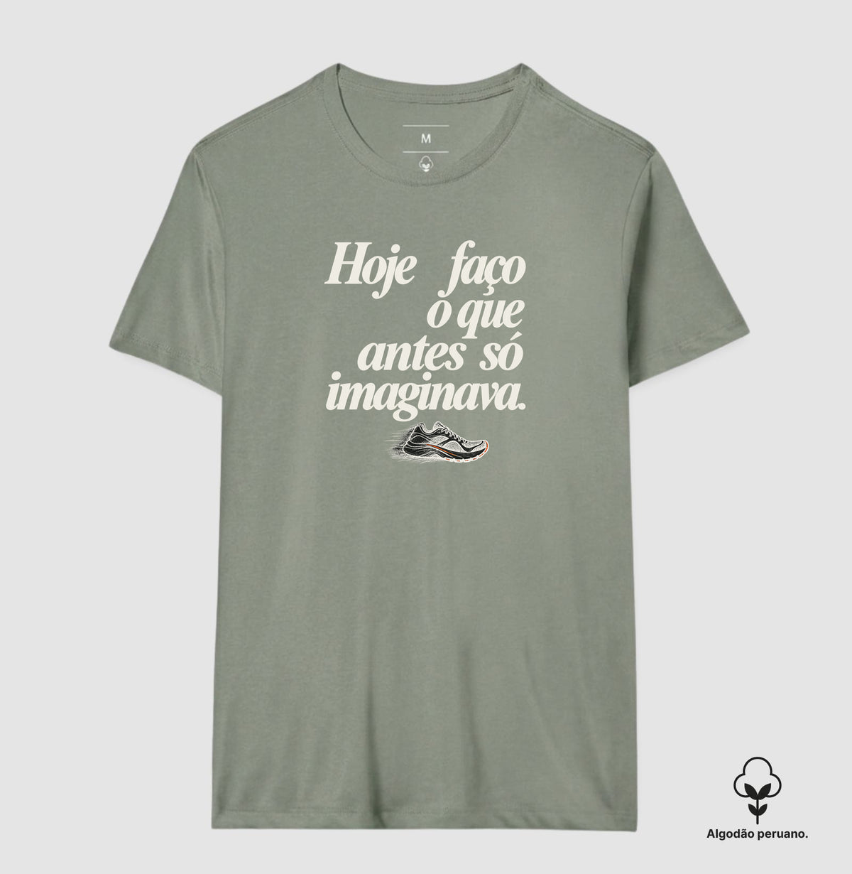 Camiseta Algodão Peruano - Passo que Antes Faltava, Masculino, Verde Oliva