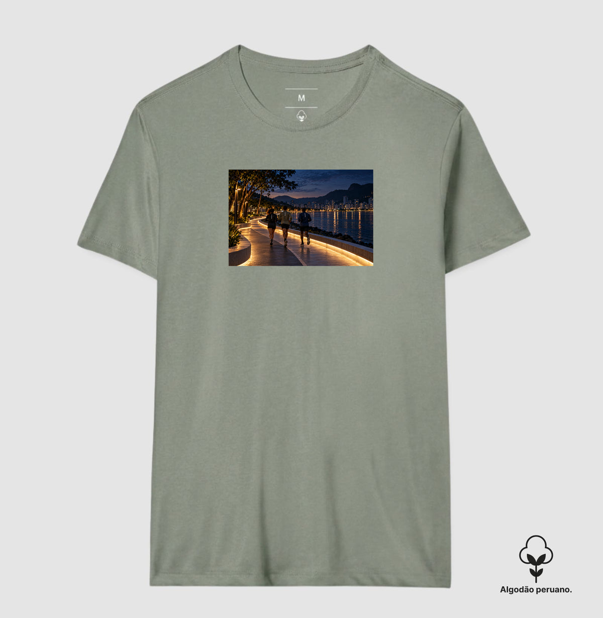 Camiseta Algodão Peruano - Noite Refletiva, Masculino, Verde Oliva