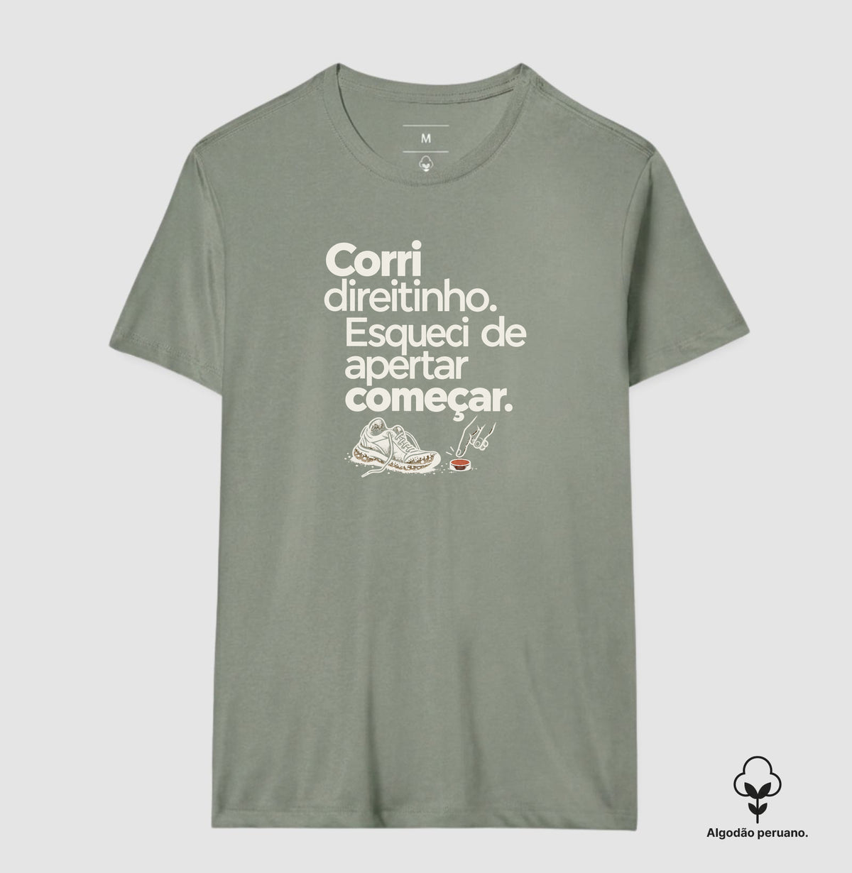 Camiseta Algodão Peruano - Botão Esquecido, Masculino, Verde Oliva