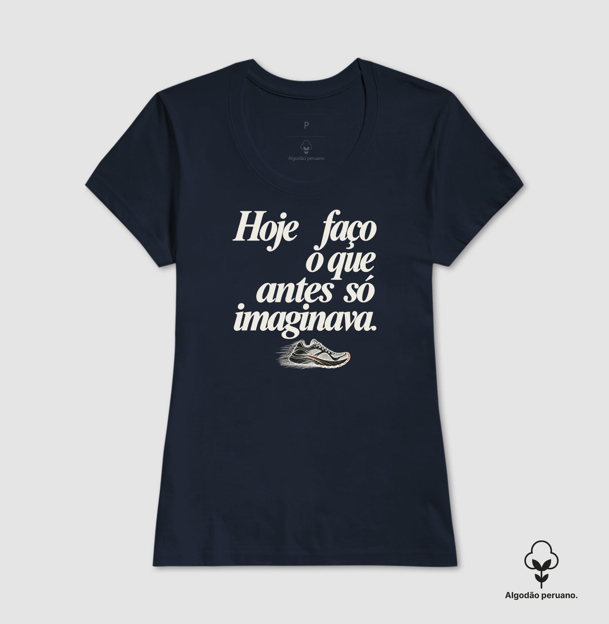 Camiseta Algodão Peruano - Passo que Antes Faltava, Feminino, Marinho