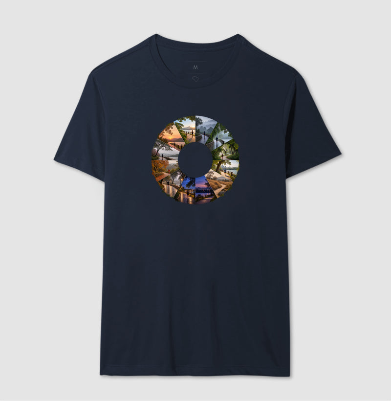 Camiseta Unissex - Um Ano em Movimento, Masculino, Marinho