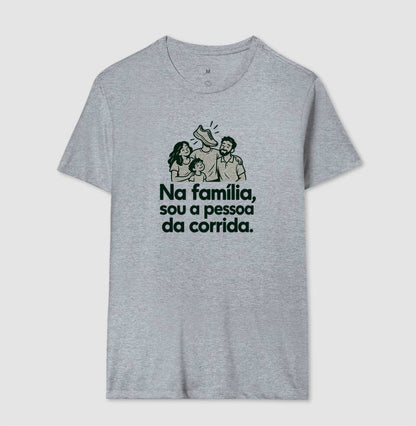 Camiseta Unissex - Sobrenome Corrida, Masculino, Cinza
