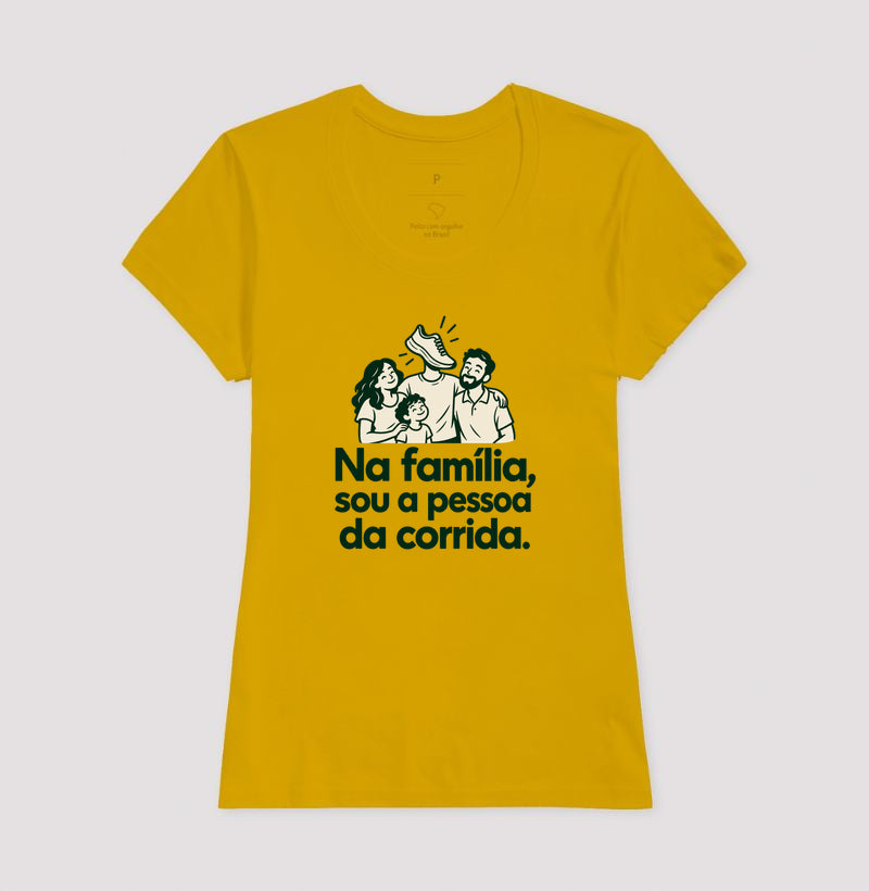 Camiseta Unissex - Sobrenome Corrida, Feminino, Amarelo