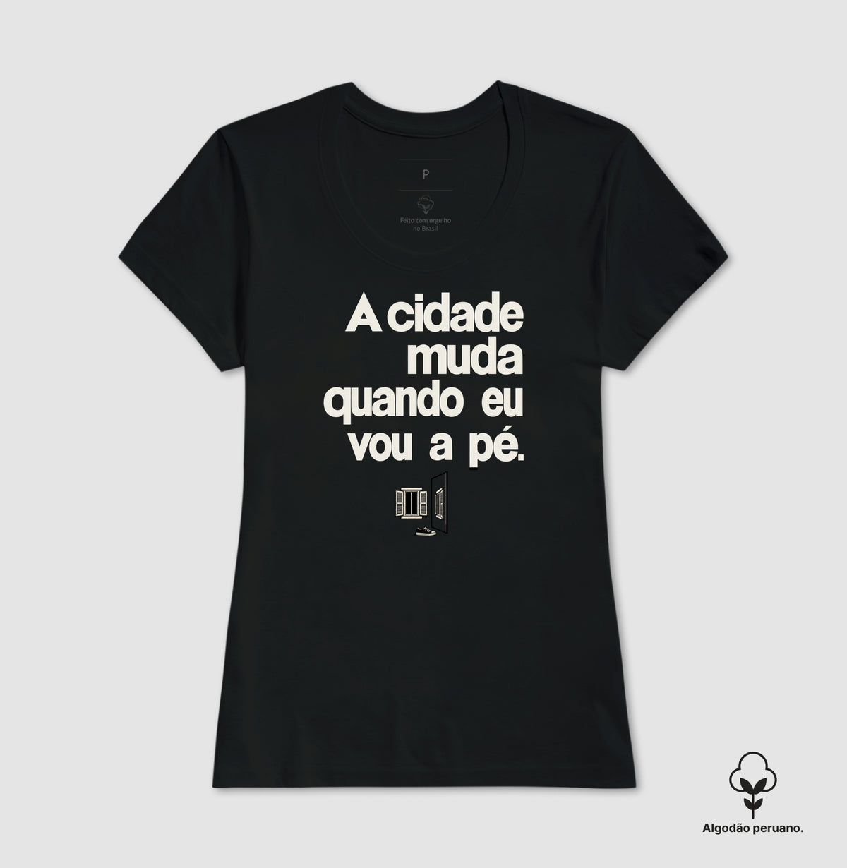 Camiseta Algodão Peruano - Outro Olhar, Feminino, Preta