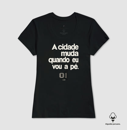 Camiseta Algodão Peruano - Outro Olhar, Feminino, Preta