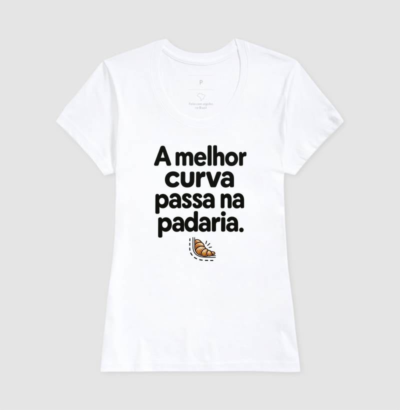 Camiseta Unissex - Curva da Padaria, Feminino, Branca