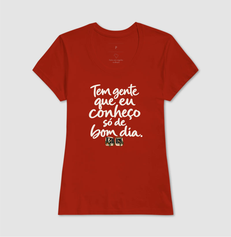 Camiseta Unissex - Bom Dia de Bairro, Feminino, Vermelho