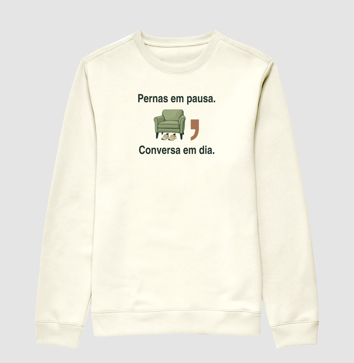 Suéter Moletom - Pernas em Pausa, Off White