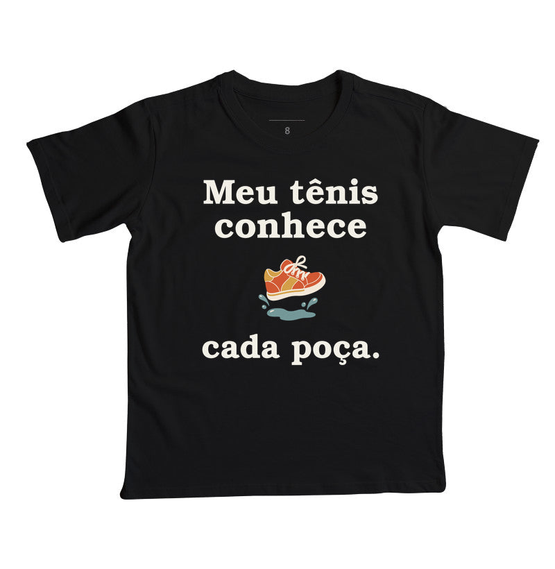 Camiseta Infantil - Conhecedor de Poças, Preta