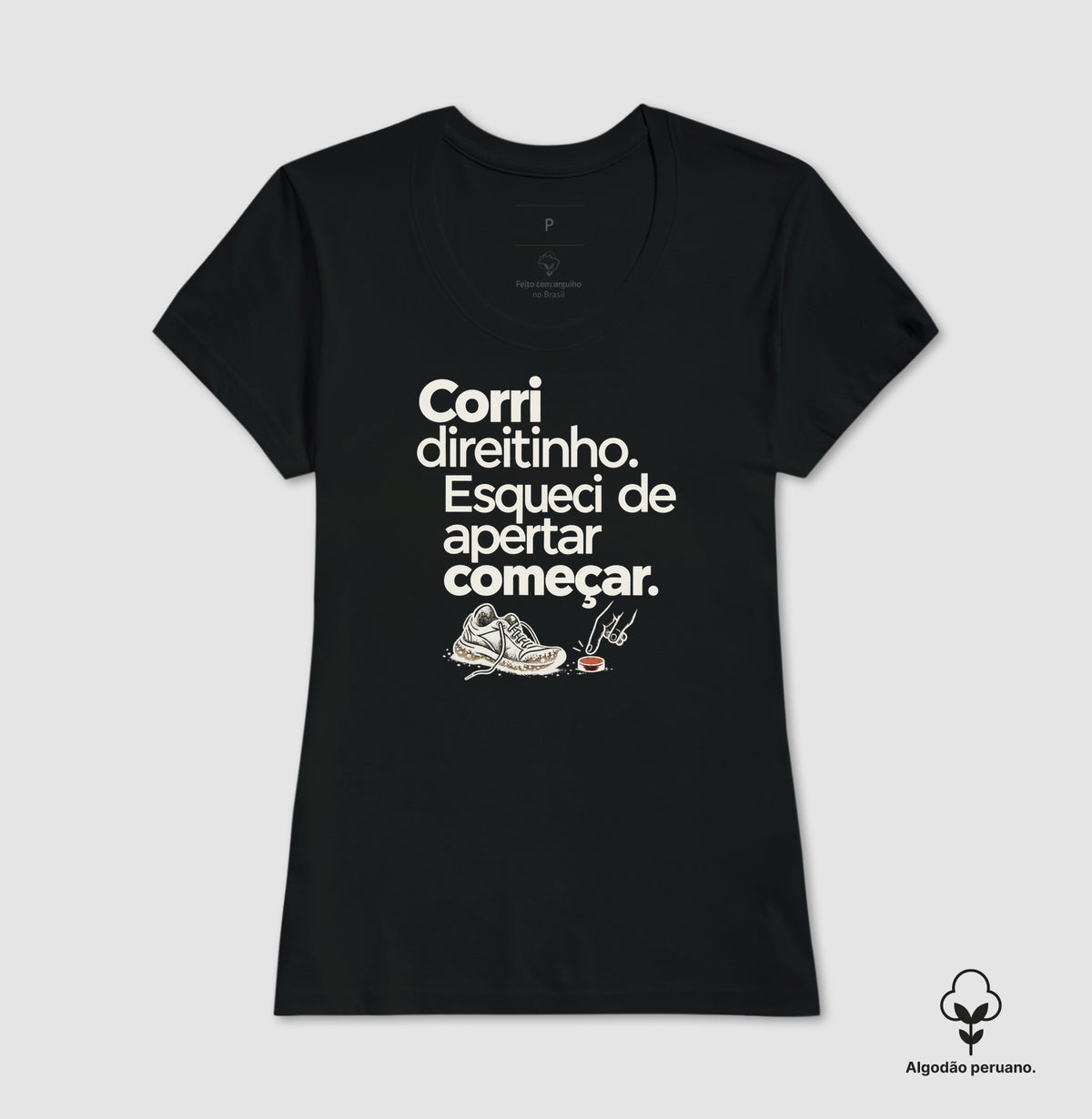 Camiseta Algodão Peruano - Botão Esquecido, Feminino, Preta