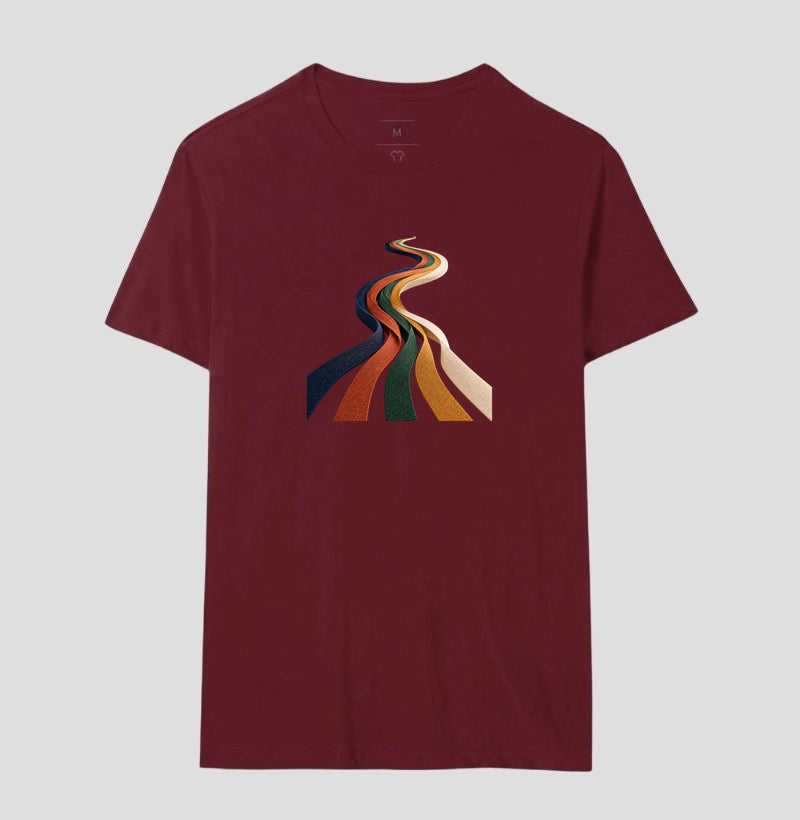 Camiseta Unissex - Quilômetros Compartilhados, Masculino, Bordeaux