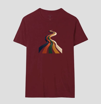 Camiseta Unissex - Quilômetros Compartilhados, Masculino, Bordeaux