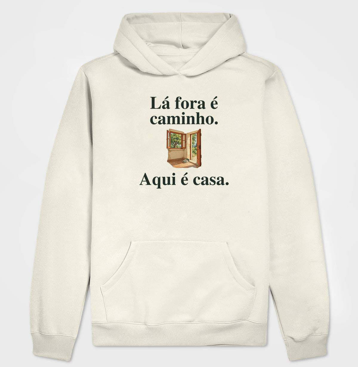 Moletom com Capuz - Aqui é Casa, Off White