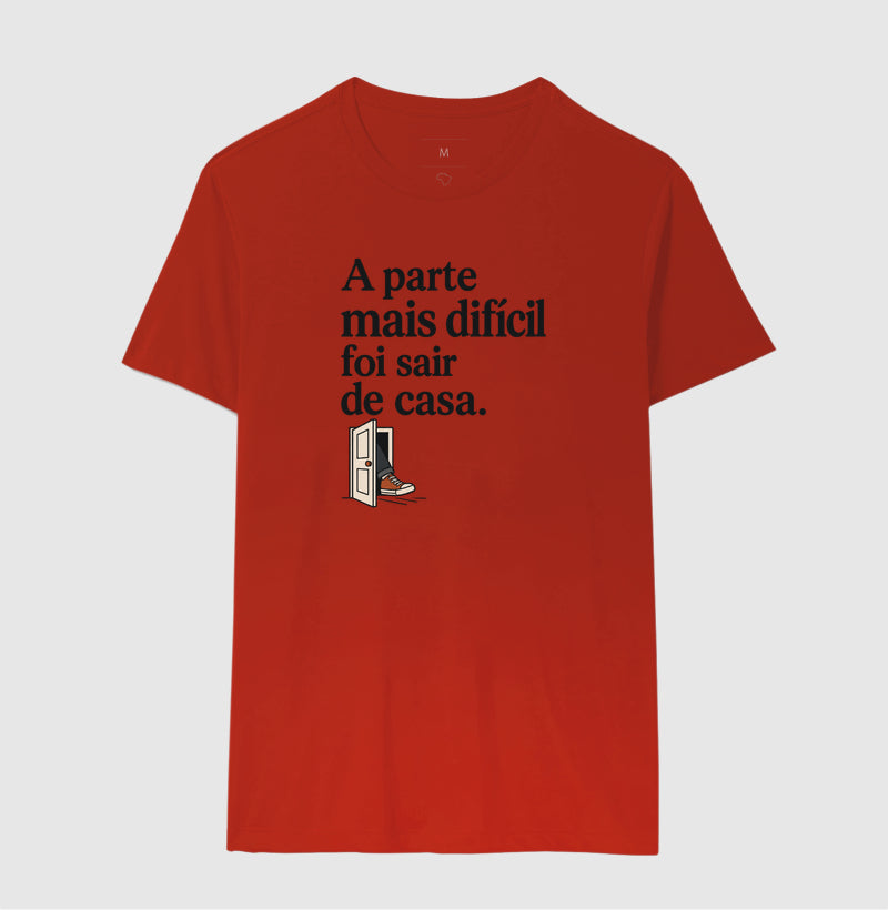 Camiseta Unissex - Coragem de Ir, Masculino, Vermelho