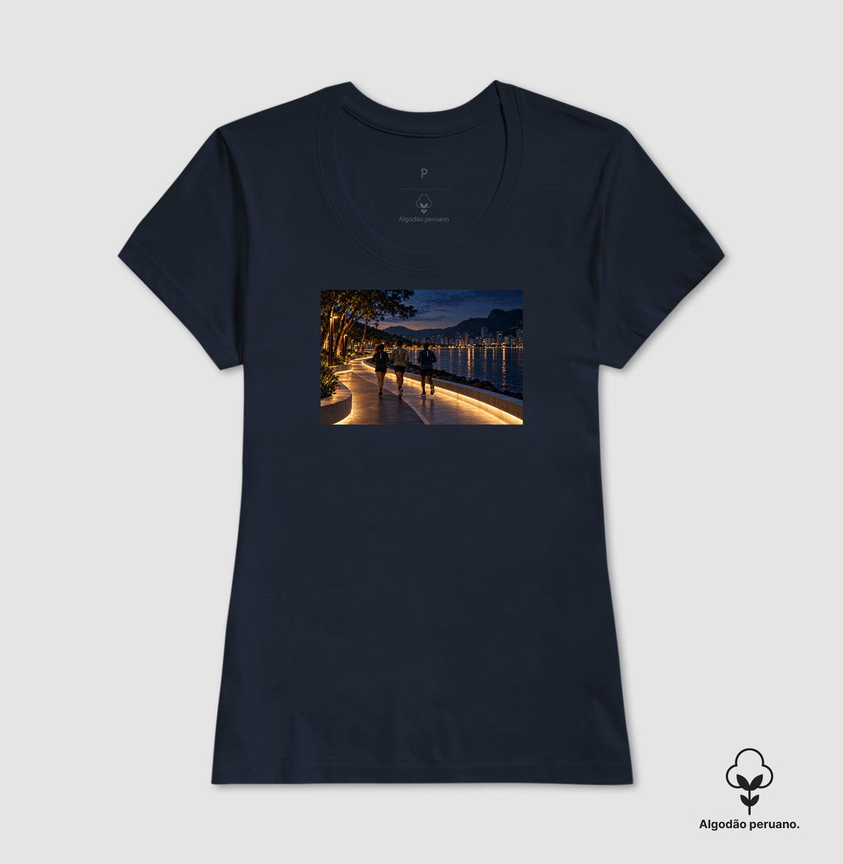 Camiseta Algodão Peruano - Noite Refletiva, Feminino, Marinho