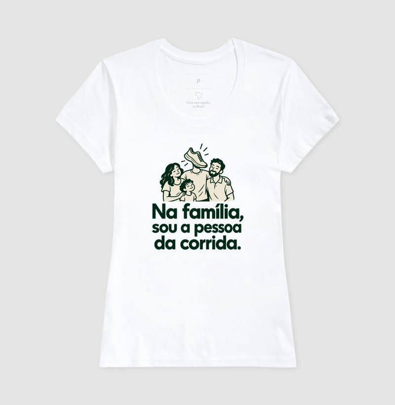 Camiseta Unissex - Sobrenome Corrida, Feminino, Branca