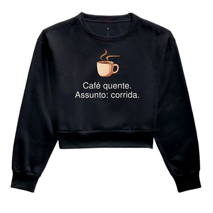 Moletom Cropped - Assunto Quente, Preta