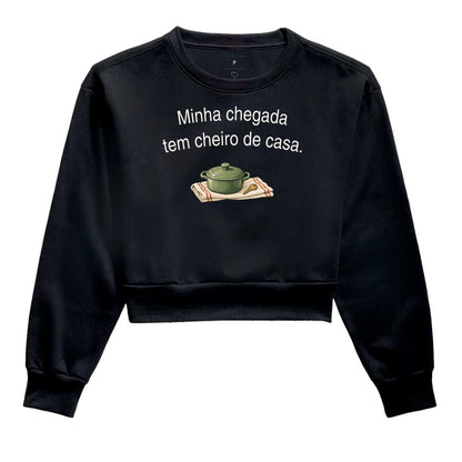 Cropped Moletom - Cheiro de Casa, Preta