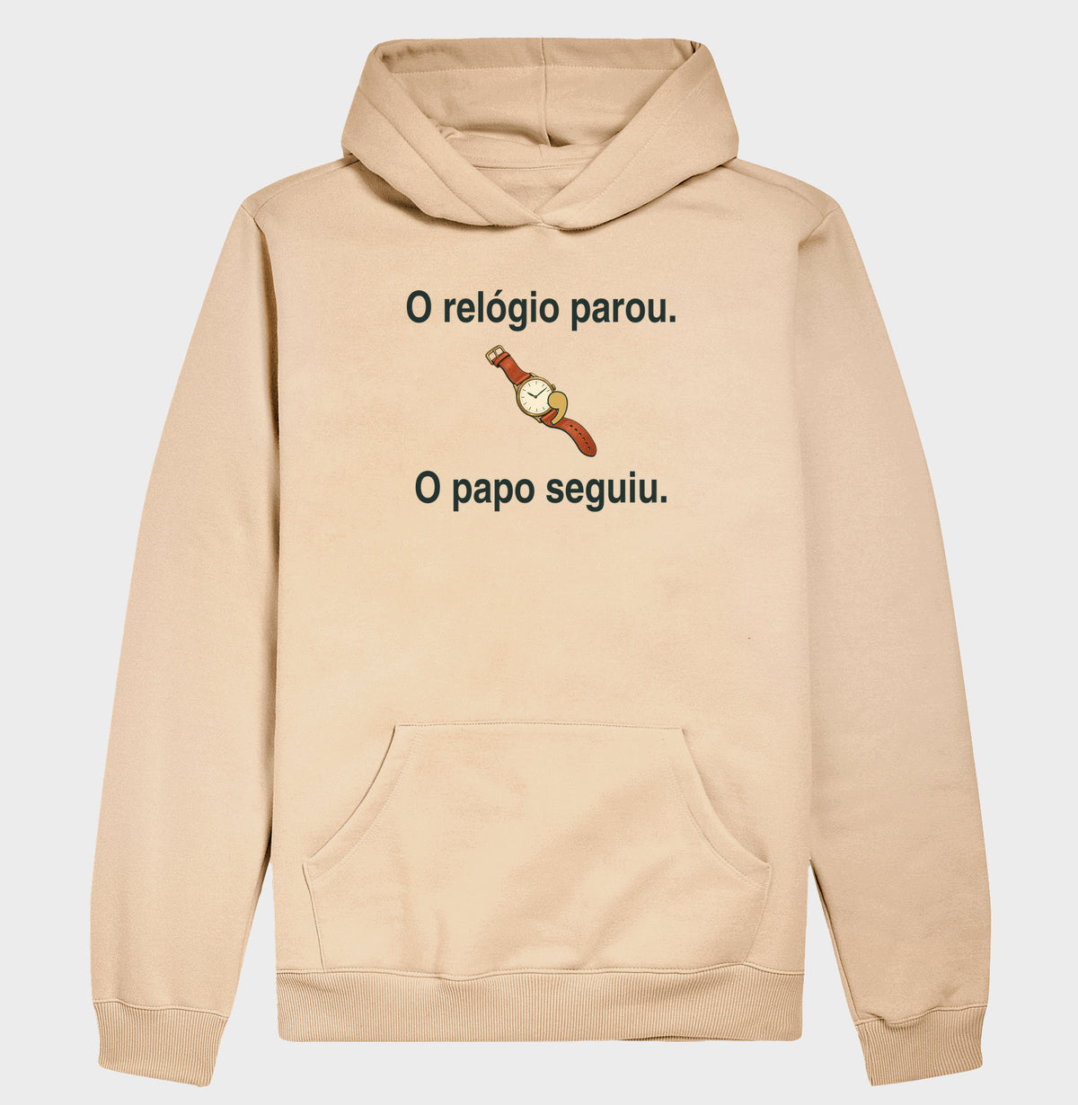 Moletom com Capuz - Relógio e Papo, Bege
