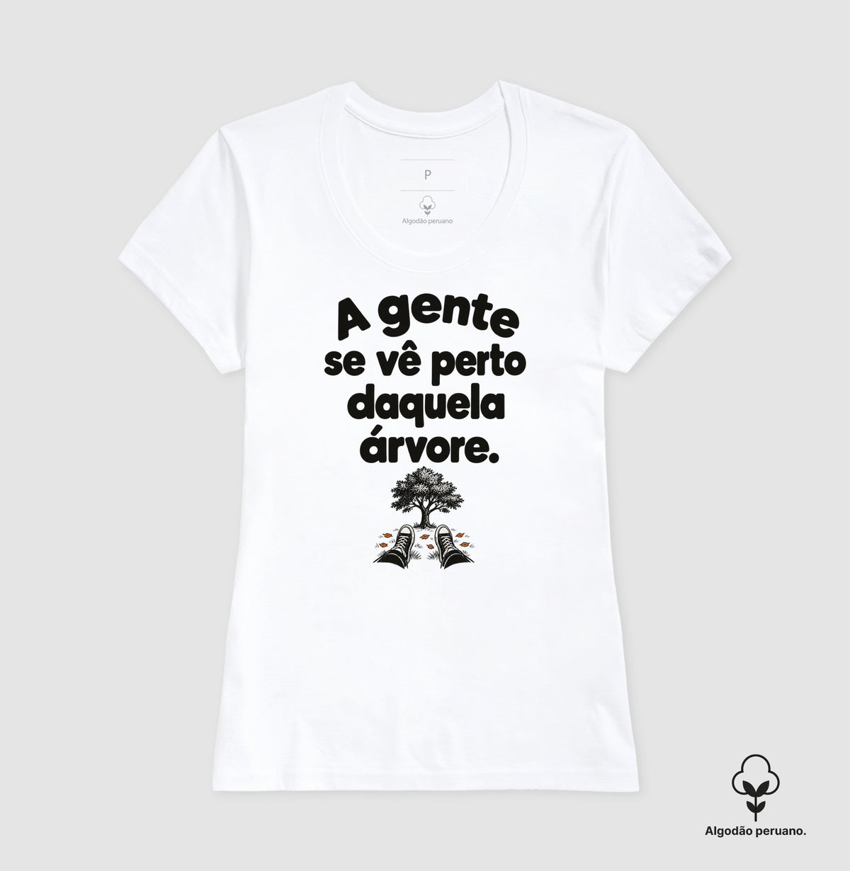Camiseta Algodão Peruano - Ponto de Encontro, Feminino, Branca