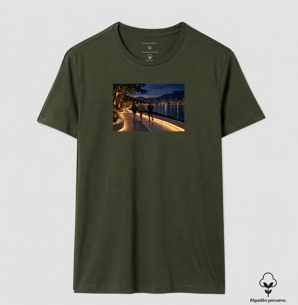 Camiseta Algodão Peruano - Noite Refletiva, Masculino, Verde Musgo