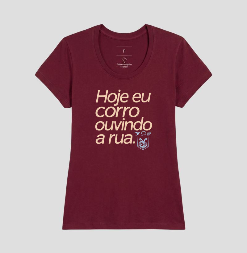 Camiseta Unissex - Música Guardada, Feminino, Bordeaux