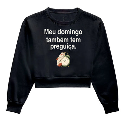 Moletom Cropped - Domingo sem Pressa, Preta
