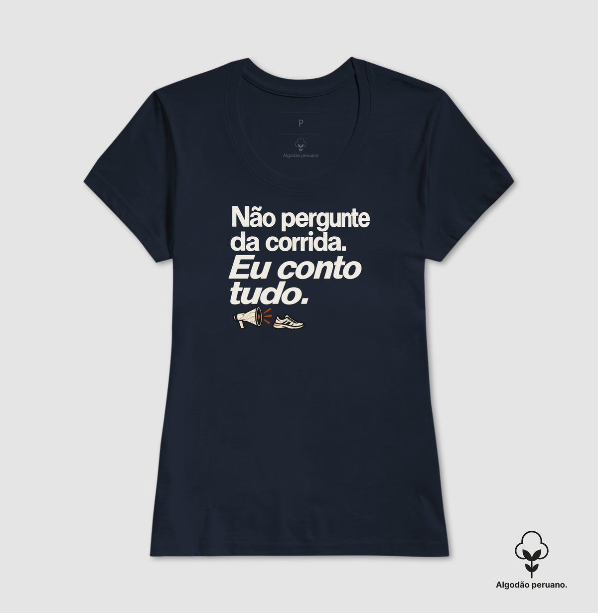 Camiseta Algodão Peruano - Cheguei no Assunto, Feminino, Marinho