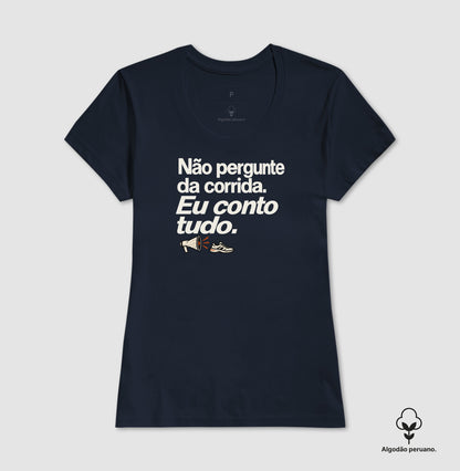 Camiseta Algodão Peruano - Cheguei no Assunto, Feminino, Marinho