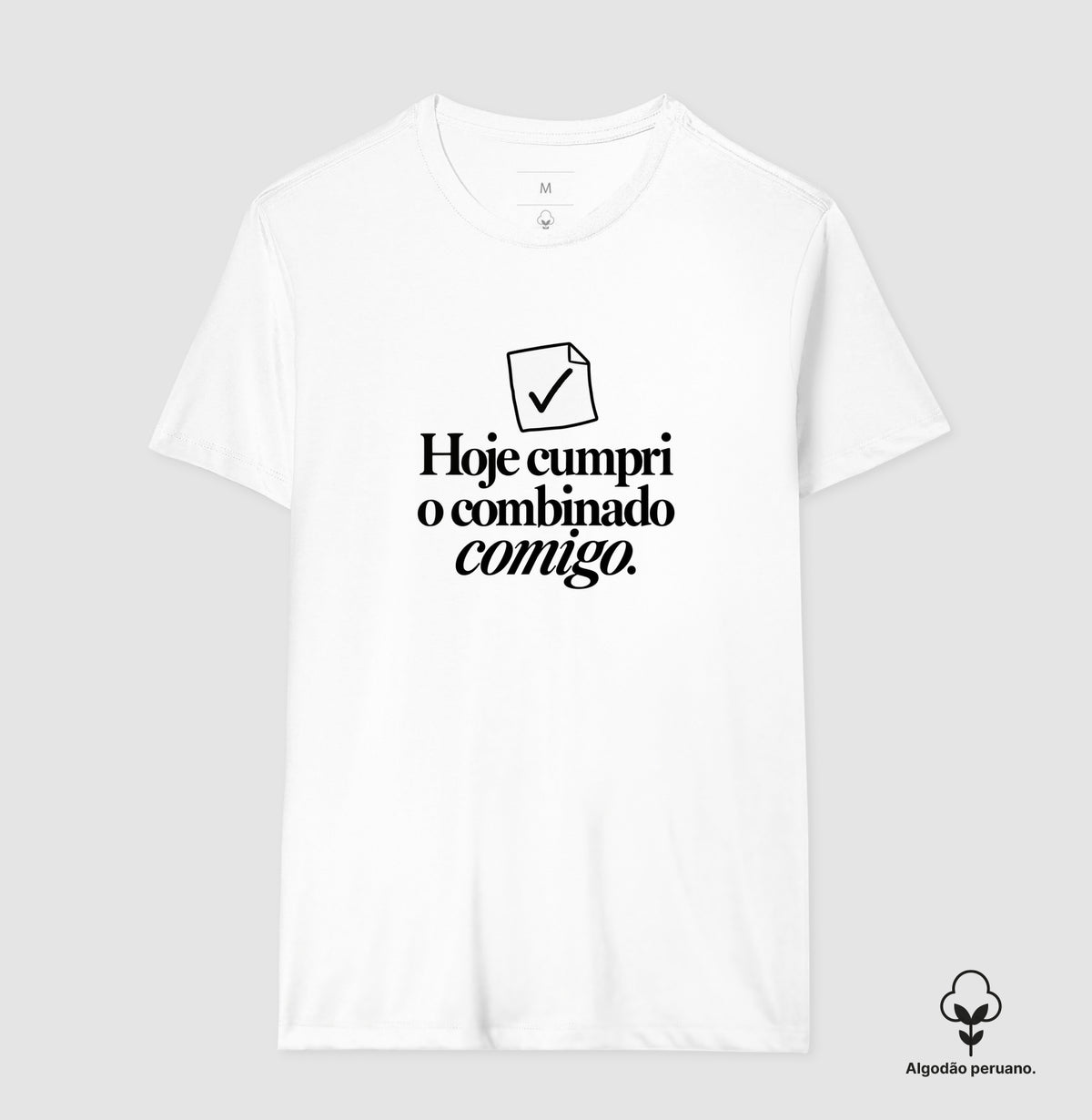Camiseta Algodão Peruano - Pequeno Plano Cumprido — Branca — Masculino