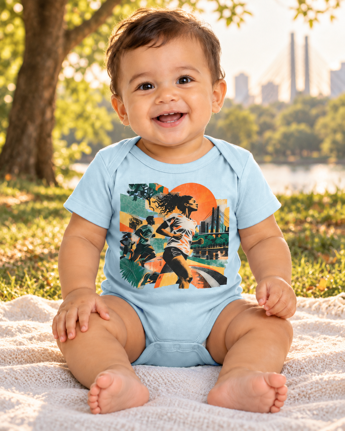 Body Infantil - Primeira luz — Azul Bebê