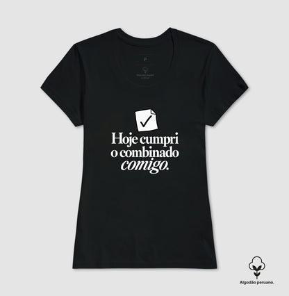 Camiseta Algodão Peruano - Pequeno Plano Cumprido — Preta — Feminino