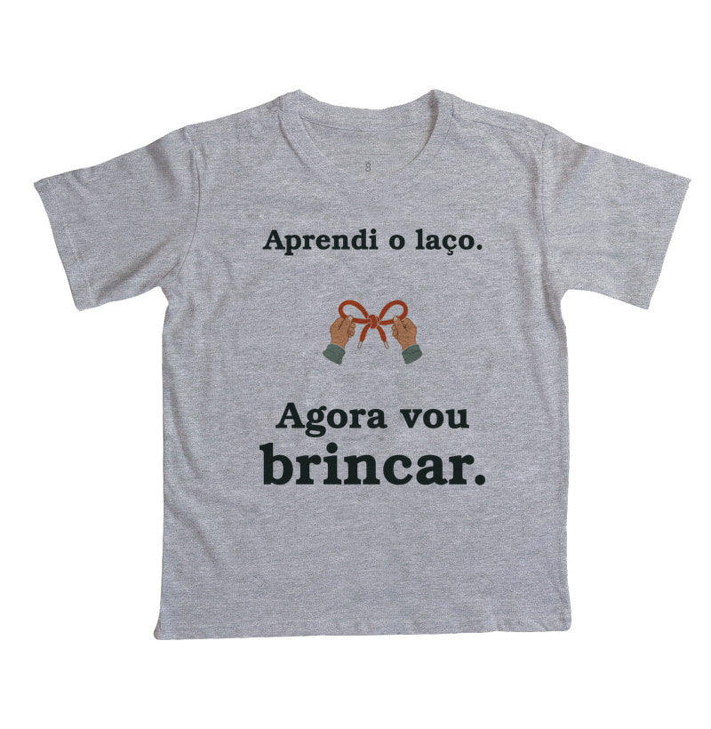 Camiseta Infantil - Laço Aprendido, Cinza