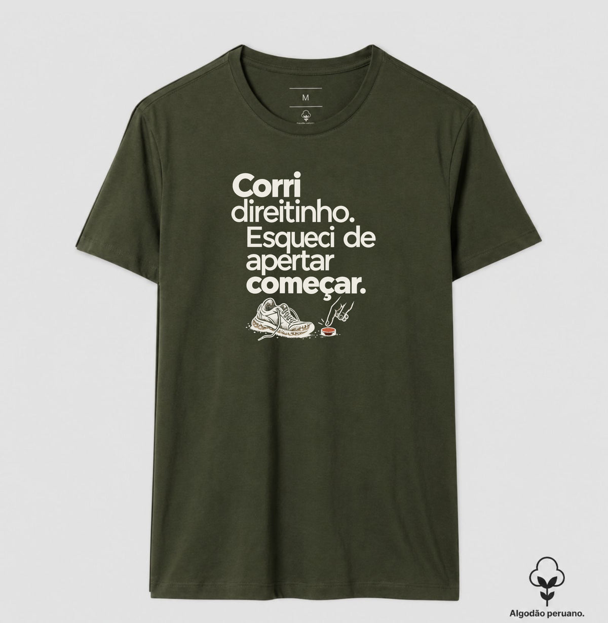 Camiseta Algodão Peruano - Botão Esquecido, Masculino, Verde Musgo