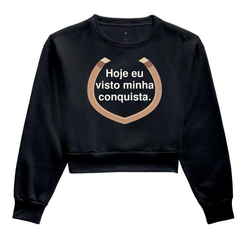 Cropped Moletom - Conquista Vestida, Preta