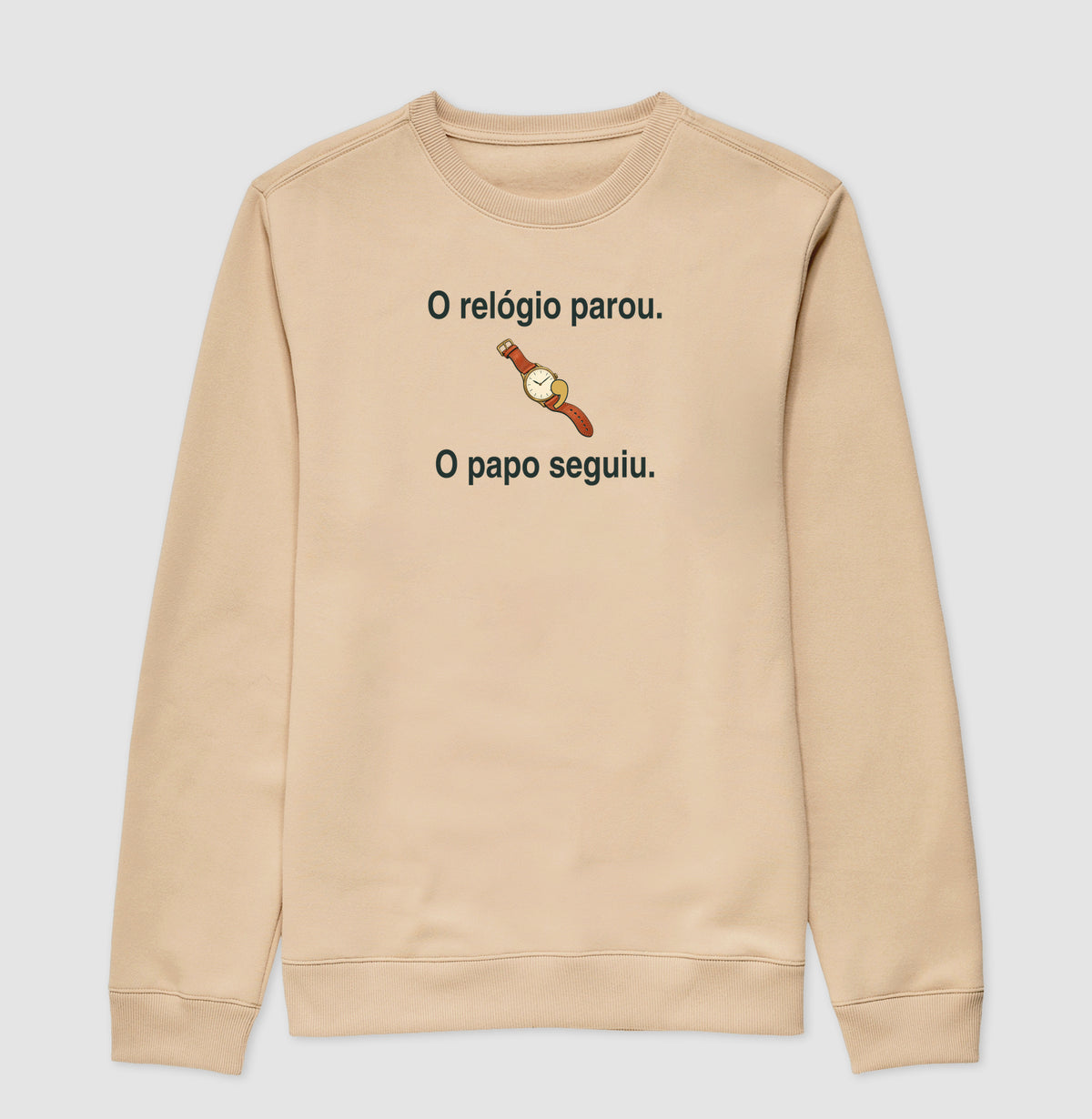 Suéter Moletom - Relógio e Papo, Bege