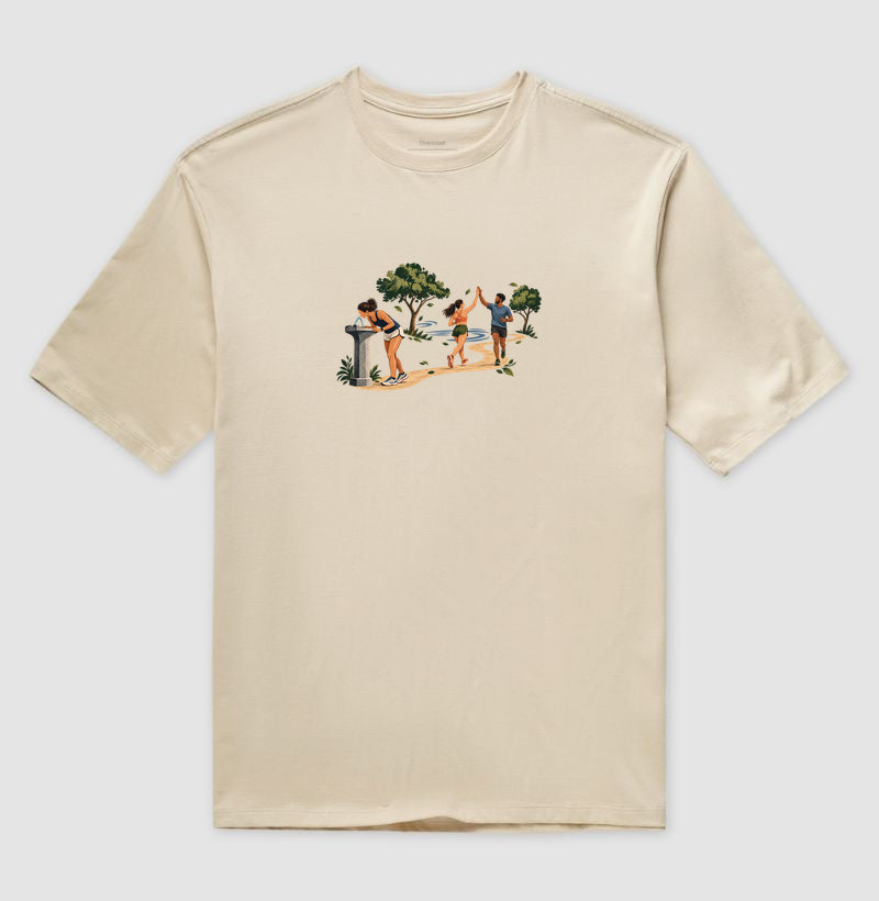 Camiseta Oversized - Primeiro Longão, Areia