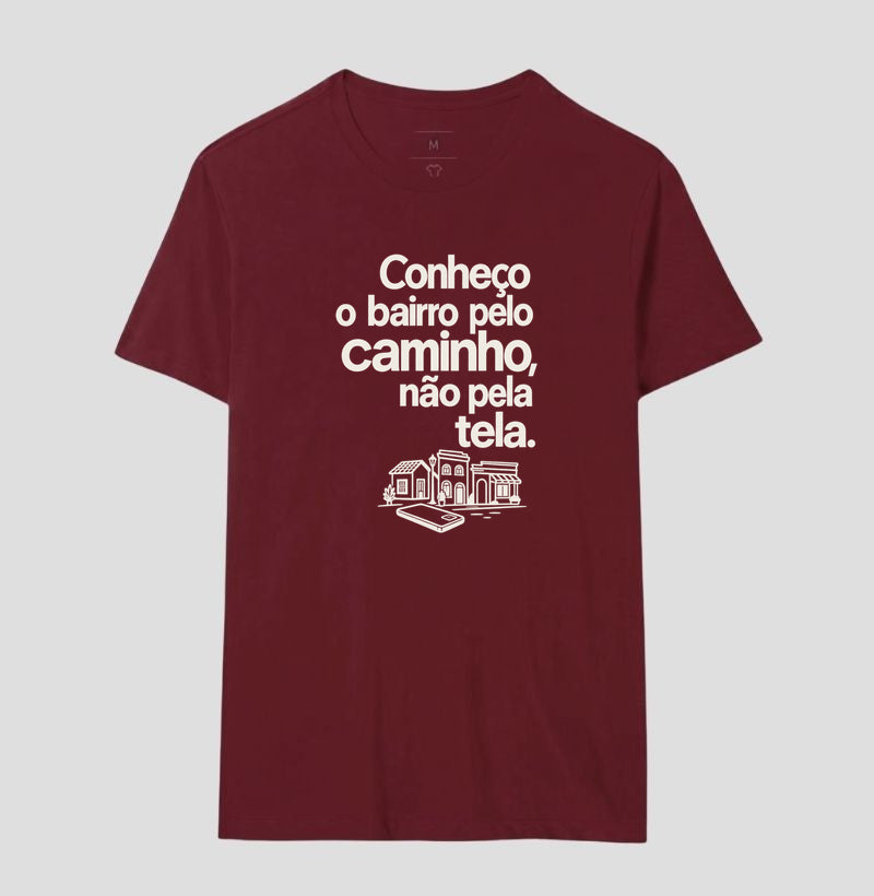 Camiseta Unissex - Caminho Sem Tela, Masculino, Bordeaux