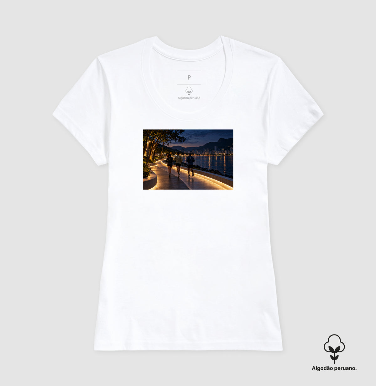 Camiseta Algodão Peruano - Noite Refletiva, Feminino, Branca