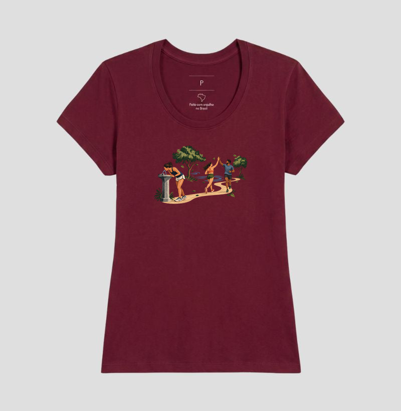 Camiseta Unissex - Primeiro Longão, Feminino, Bordeaux