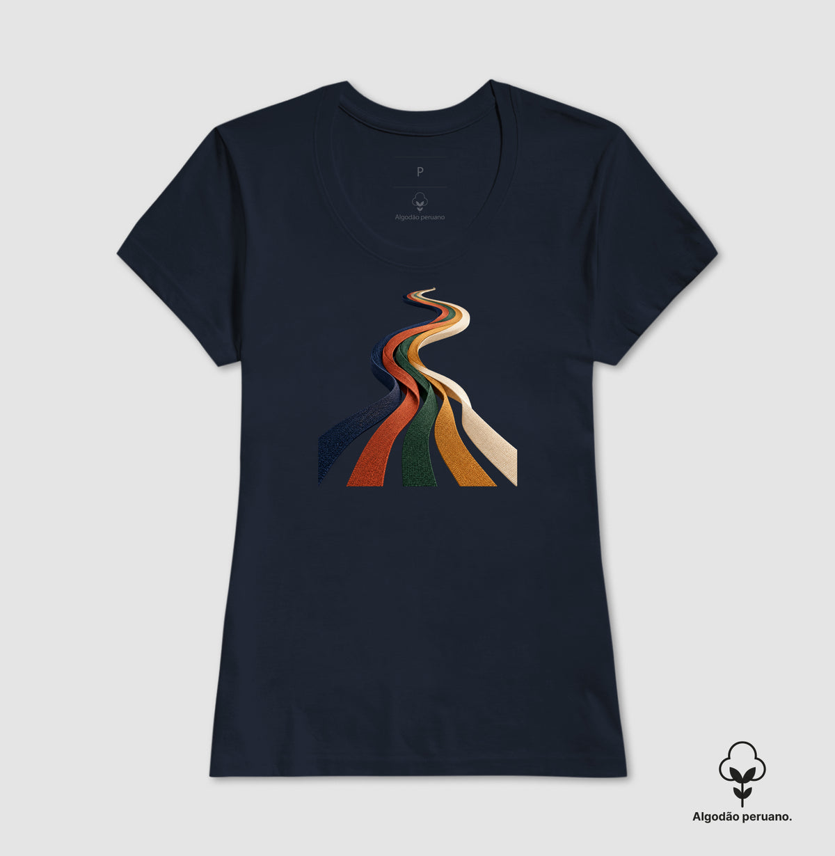 Camiseta Algodão Peruano - Quilômetros Compartilhados, Feminino, Marinho