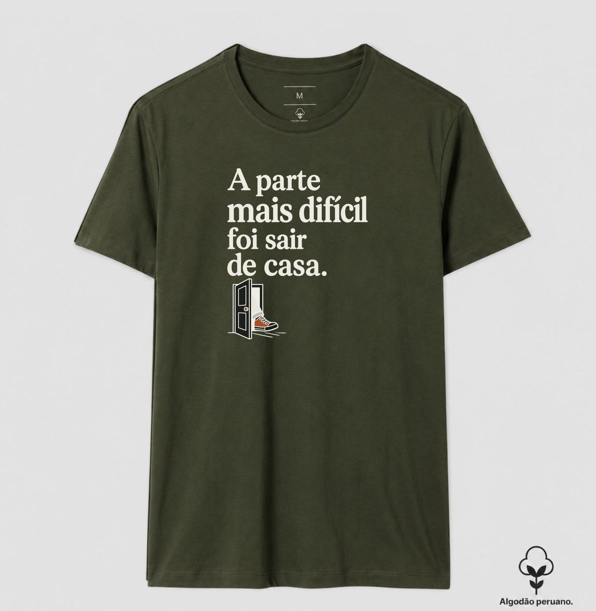 Camiseta Algodão Peruano - Coragem de Ir, Masculino, Verde Musgo