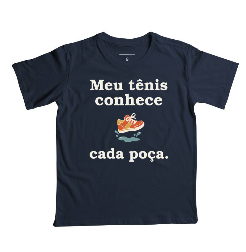 Camiseta Infantil - Conhecedor de Poças, Marinho