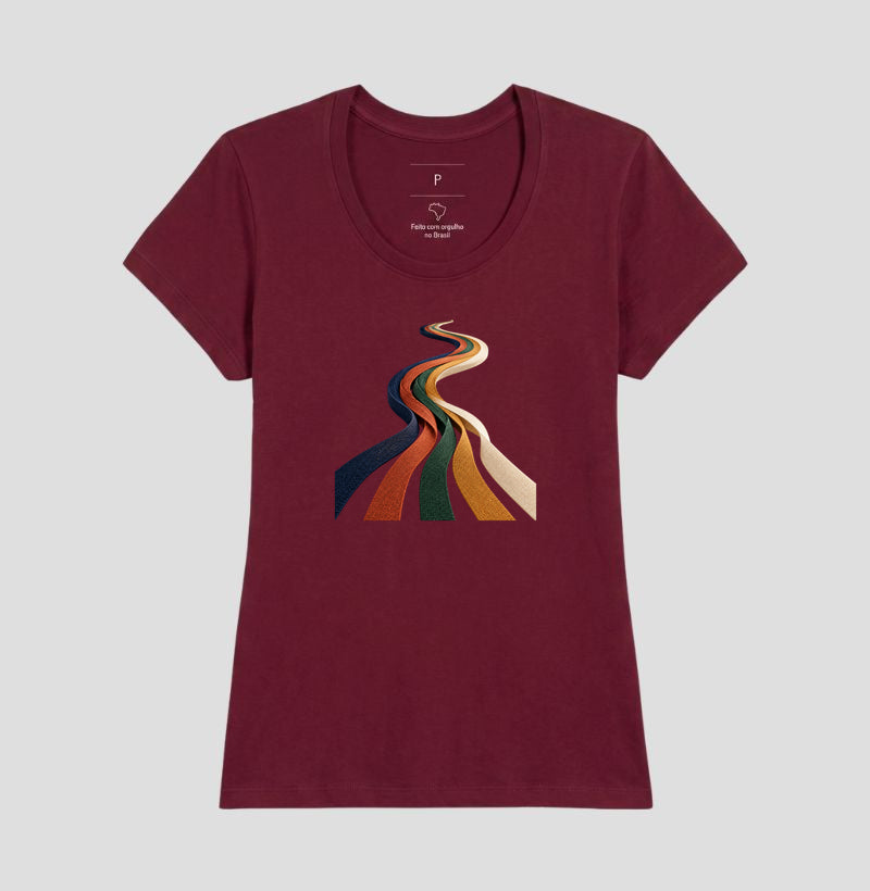 Camiseta Unissex - Quilômetros Compartilhados, Feminino, Bordeaux