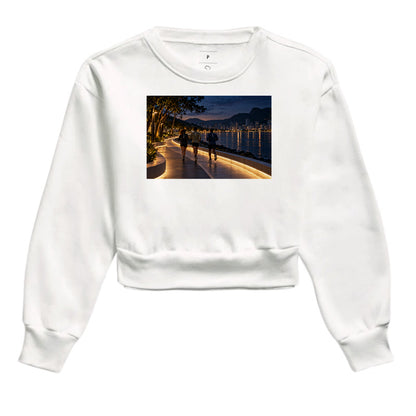 Cropped Moletom - Noite Refletiva, Branca