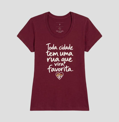 Camiseta Unissex - Rua Favorita, Feminino, Bordeaux