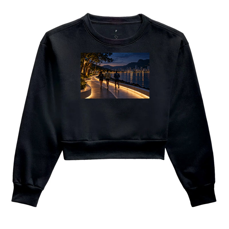 Cropped Moletom - Noite Refletiva, Preta